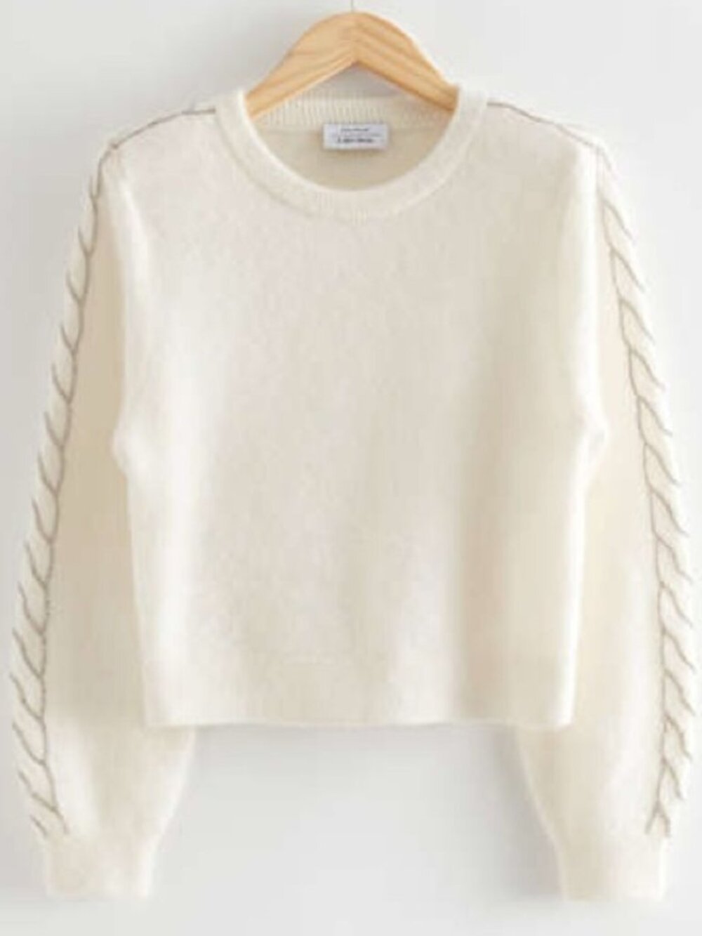 & Other Stories Mohair Blend Ivory Cable Knit Sweater